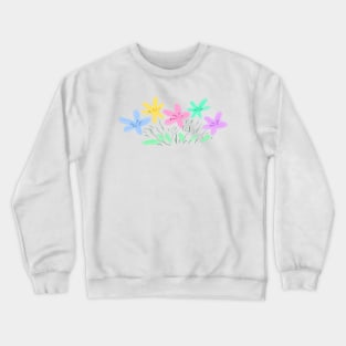 Pink blue floral watercolor art Crewneck Sweatshirt